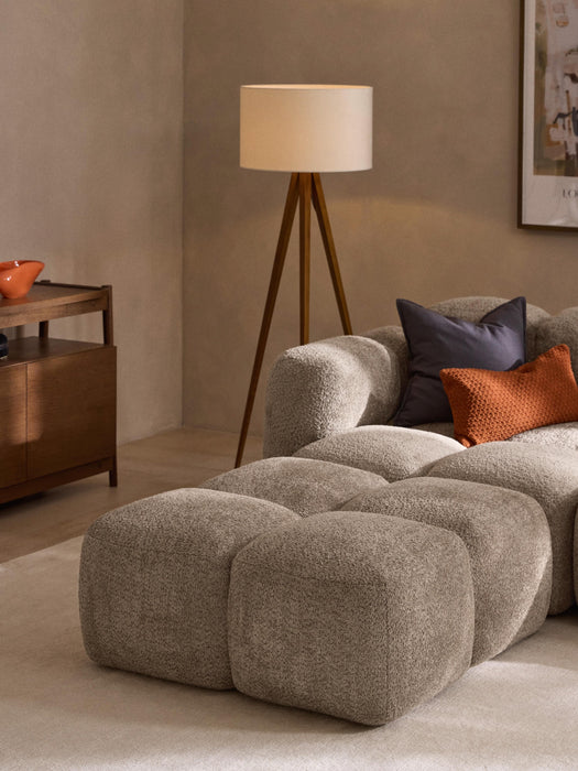 Modular Teddy-Boucl Sofa Tayla 2-seater with Ottoman leftright