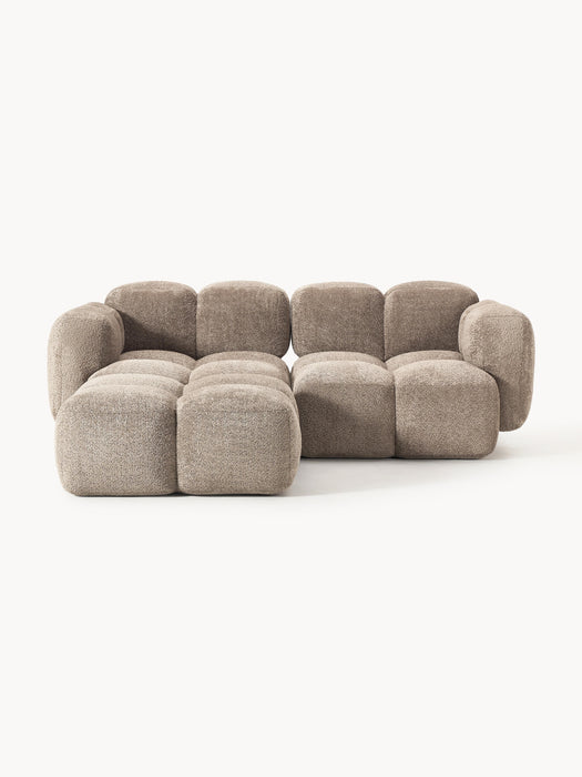Modular Teddy-Boucl Sofa Tayla 2-seater with Ottoman leftright