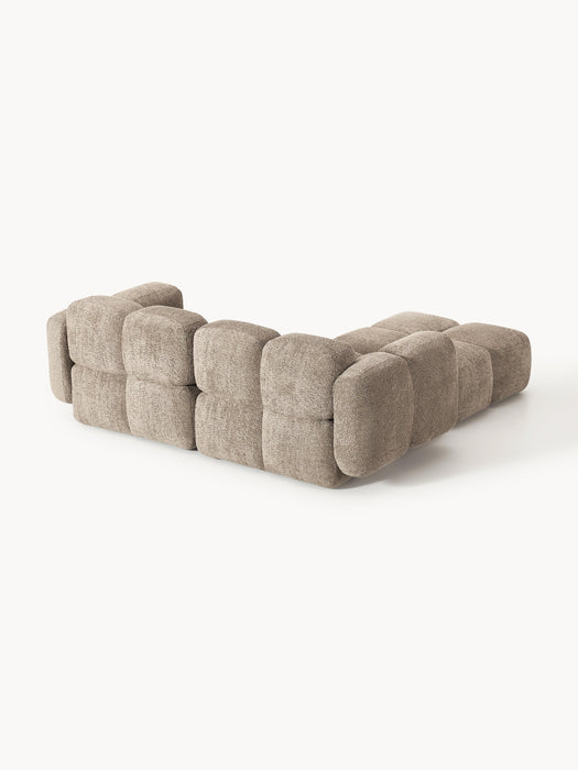 Modular Teddy-Boucl Sofa Tayla 2-seater with Ottoman leftright