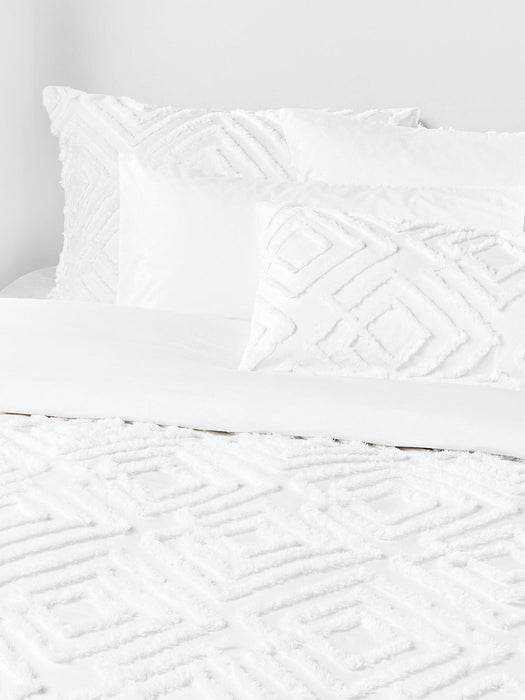 Phil Cotton Percale Duvet Cover with Tufted Design