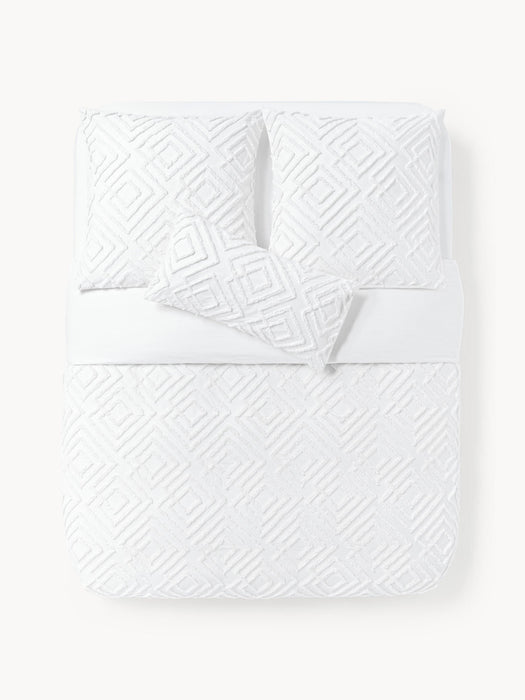 Phil Cotton Percale Duvet Cover with Tufted Design