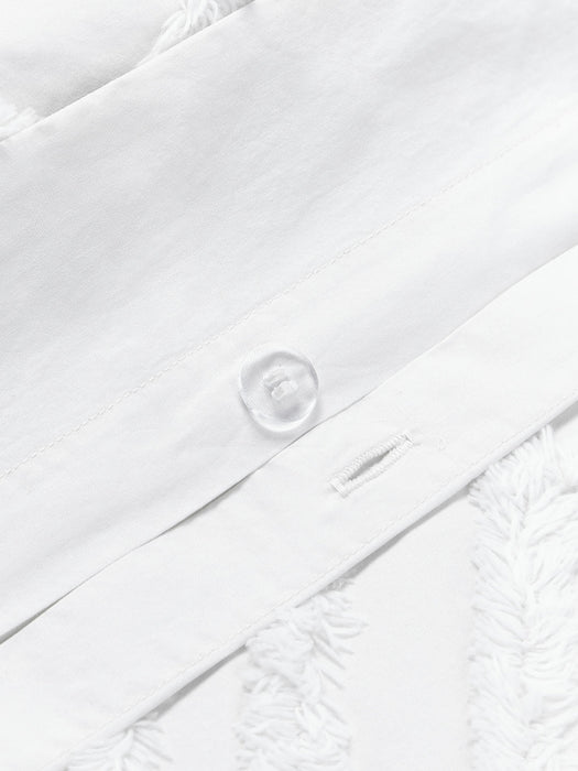 Phil Cotton Percale Duvet Cover with Tufted Design