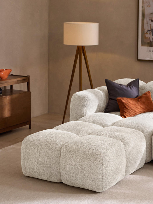 Modular Teddy-Boucl Sofa Tayla 4-seater with Ottoman leftright