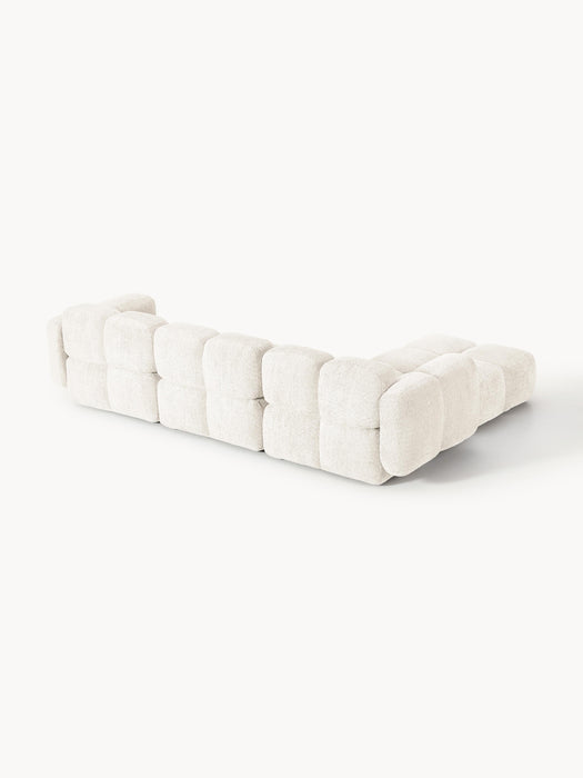 Modular Teddy-Boucl Sofa Tayla 4-seater with Ottoman leftright