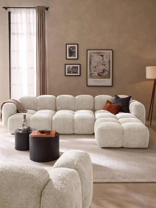 Modular Teddy-Boucl Sofa Tayla 4-seater with Ottoman leftright