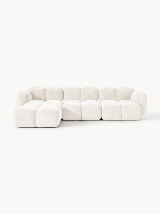 Modular Teddy-Boucl Sofa Tayla 4-seater with Ottoman leftright