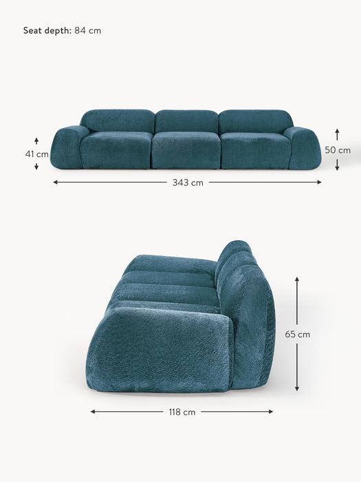 Modular Teddy Boucl Sofa Wolke 4-seater