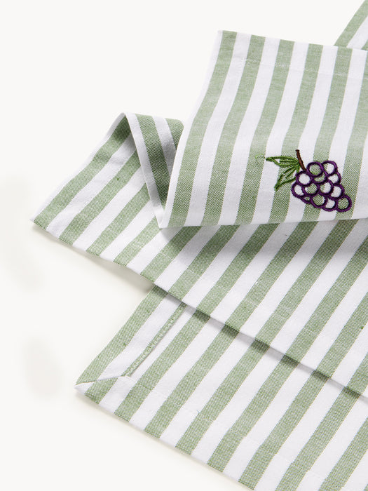 Striped Table Runner Melony with Embroidered Motifs