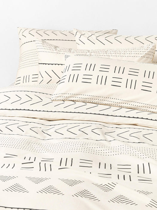 Cotton Percale Duvet Cover Kohana with Boho Pattern