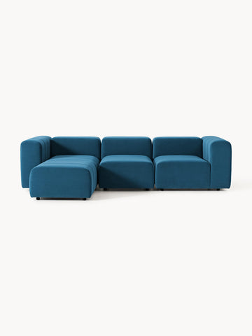Lena Modular Velvet Sofa (4-seater) with Ottoman (left/right)