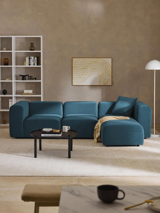 Modular Velvet Sofa Lena 4-seater with Ottoman leftright