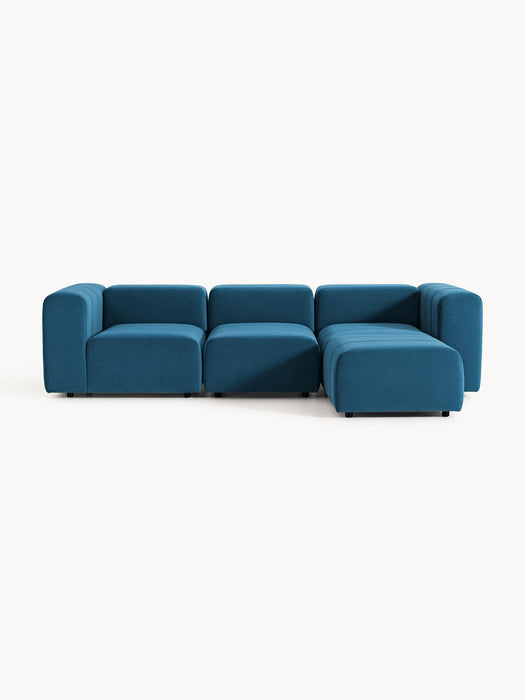 Lena Modular Velvet Sofa (4-seater) with Ottoman (left/right)