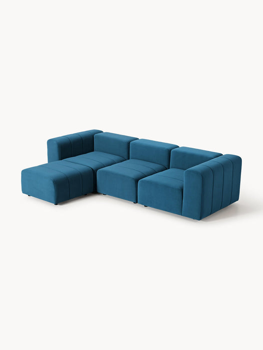 Lena Modular Velvet Sofa (4-seater) with Ottoman (left/right)