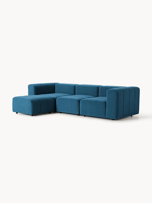 Lena Modular Velvet Sofa (4-seater) with Ottoman (left/right)