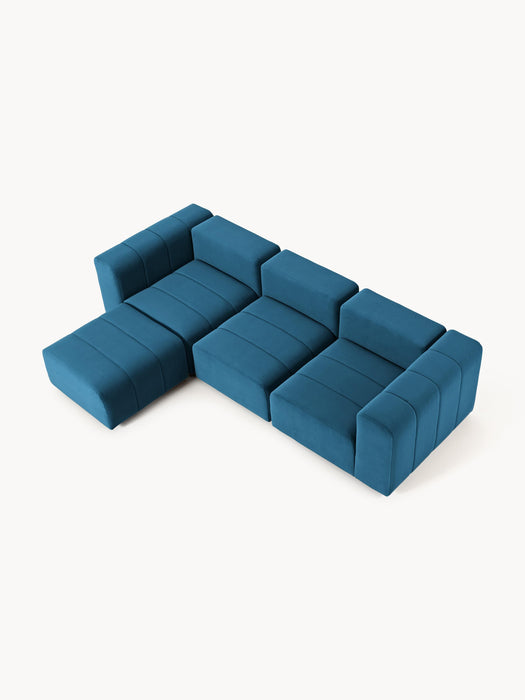 Modular Velvet Sofa Lena 4-seater with Ottoman leftright