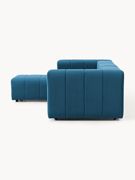 Modular Velvet Sofa Lena 4-seater with Ottoman leftright