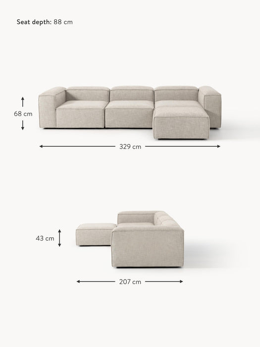 Linen Blend Modular Sofa Lennon 4-seater with ottoman leftright