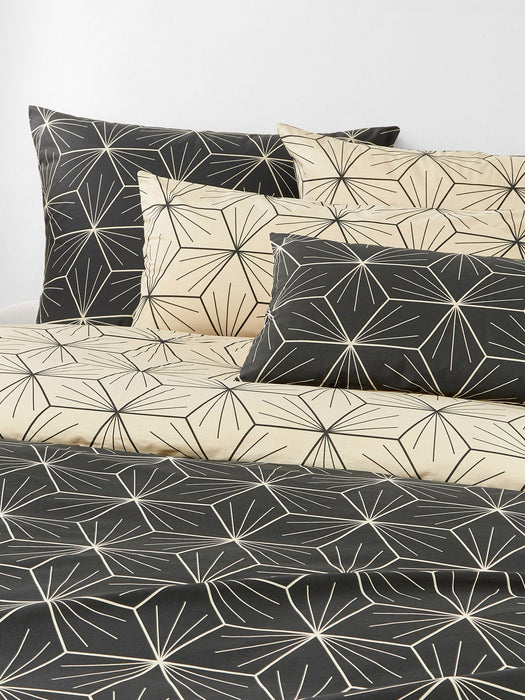 Reversible Cotton Duvet Cover Ilda with Geometric Print
