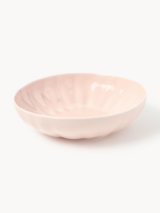 Porcelain Soup Plates Sali with Embossed Pattern Set of 4