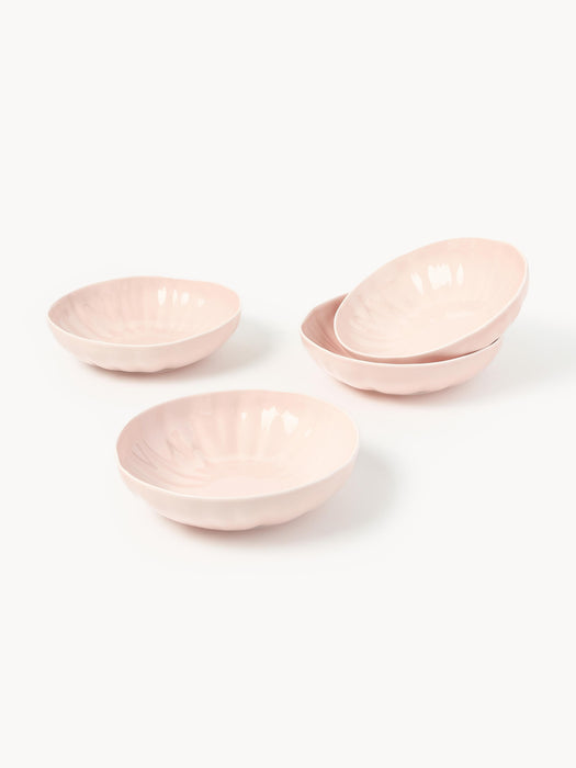 Porcelain Soup Plates Sali with Embossed Pattern Set of 4