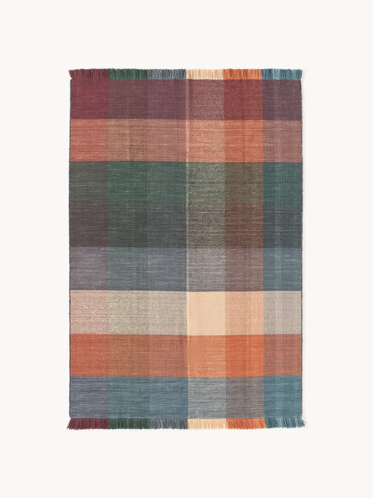 Checked Wool Rug Bliss with Fringes