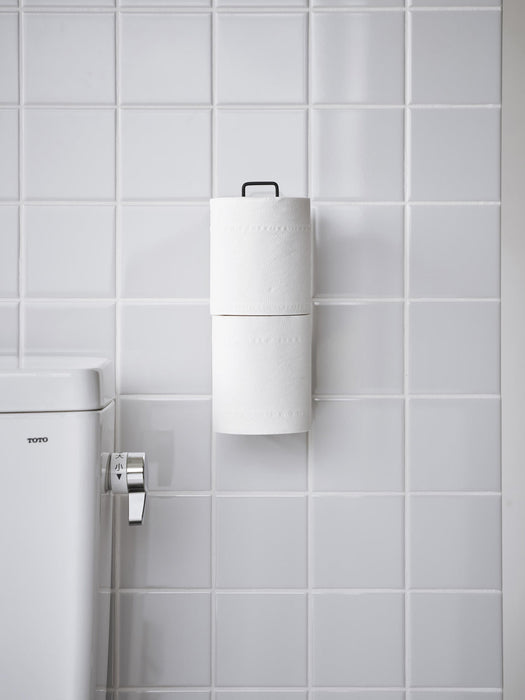 Wall-Mounted Toilet Roll Holder Tower with Adhesive Hooks