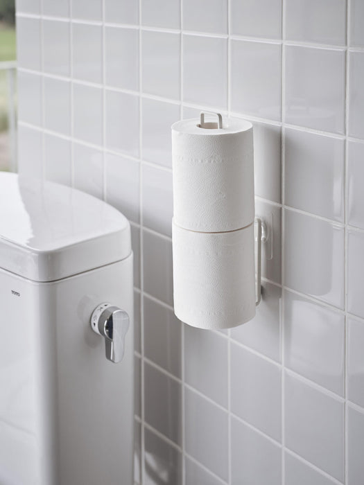 Wall-Mounted Toilet Roll Holder Tower with Adhesive Hooks