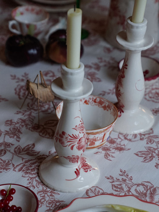 Hand-Painted Candle Holder Whimsical Rose