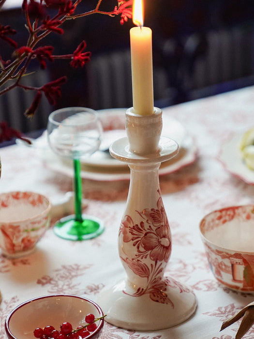 Hand-Painted Candle Holder Whimsical Rose