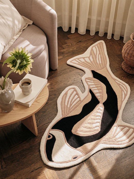 Wool Rug Koi in Organic Shape