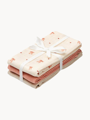 Bows Cotton Muslin Cloths, Set of 3