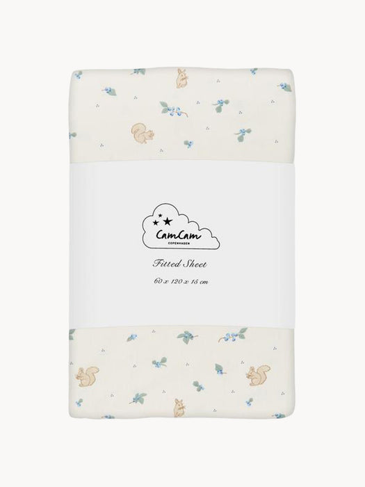 Organic Cotton Fitted Sheet Blueberries for Cot 60x120 cm