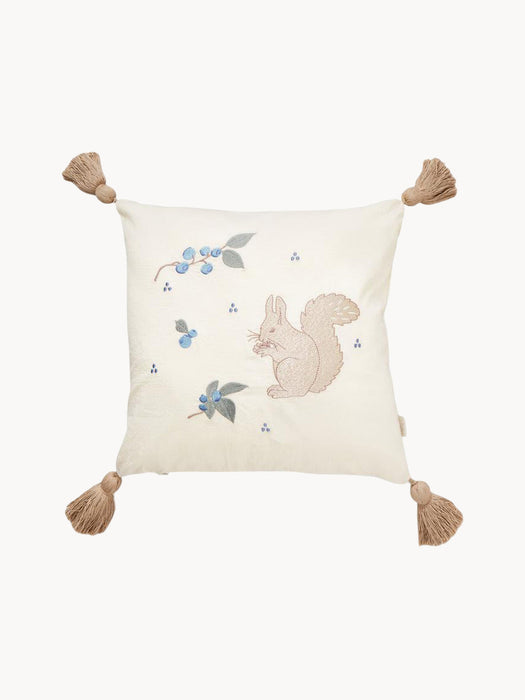 Blueberries Organic Cotton Cushion with Tassels