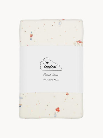 Carousel Organic Cotton Fitted Sheet for Cot, 60 x 120 cm