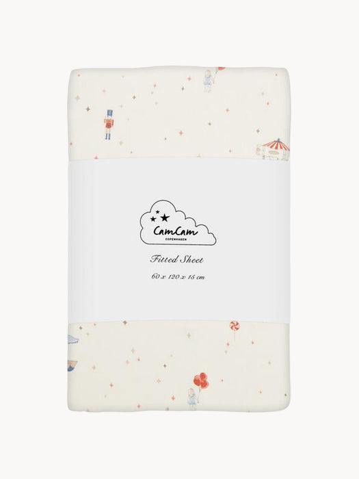 Organic Cotton Fitted Sheet Carousel for Cot 60x120 cm