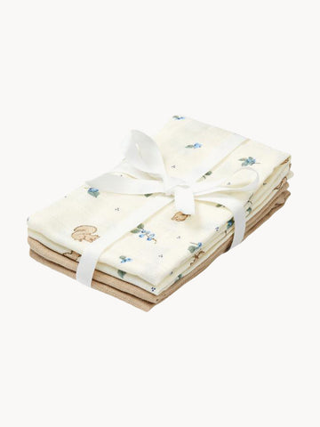Blueberries Organic Cotton Baby Muslin Cloths, Set of 4