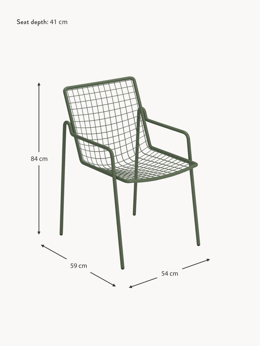 Stackable Garden Chair Rio R50 with Armrests