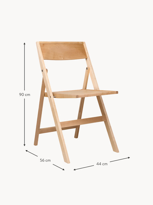 Folding Birch Wood Dining Chair Flat