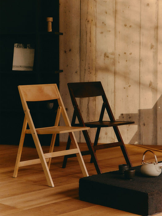Folding Birch Wood Dining Chair Flat
