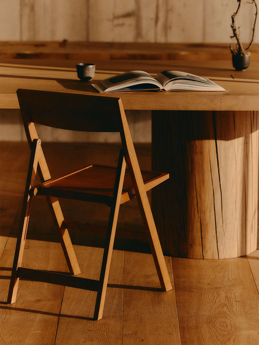 Folding Birch Wood Dining Chair Flat