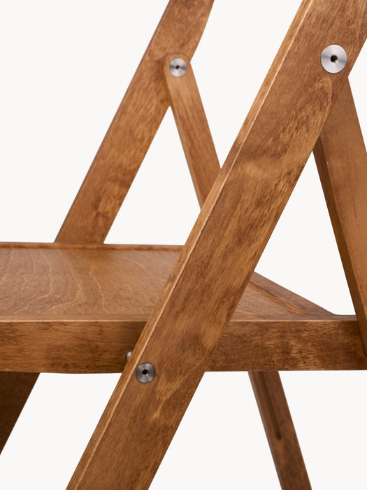 Folding Birch Wood Dining Chair Flat