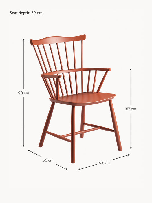 Handmade Beech Wood Dining Chair J52B with Armrests