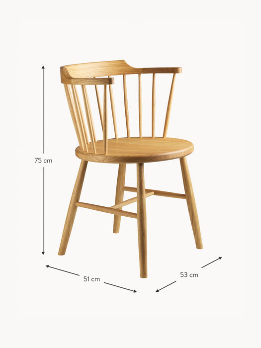 Handmade Oak Wood Dining Chair J18 with Armrests