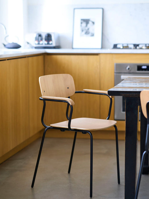 Handmade Wooden Dining Chair Holmen with Armrests