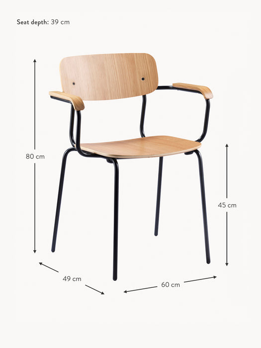 Handmade Wooden Dining Chair Holmen with Armrests
