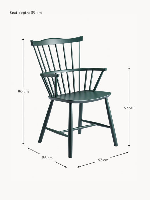Handmade Beech Wood Dining Chair J52B with Armrests
