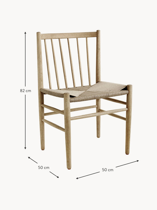 Hand-Woven Oak Wood Dining Chair J80