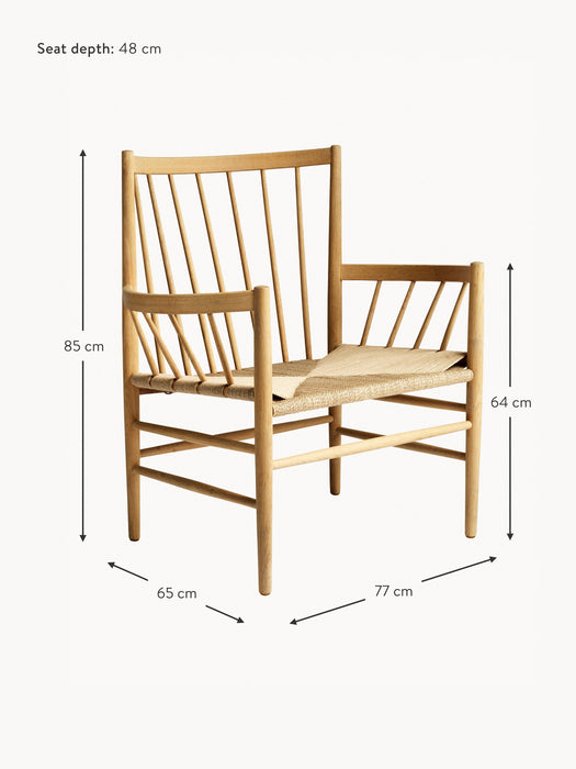 Handwoven Oak Wood Armchair J82