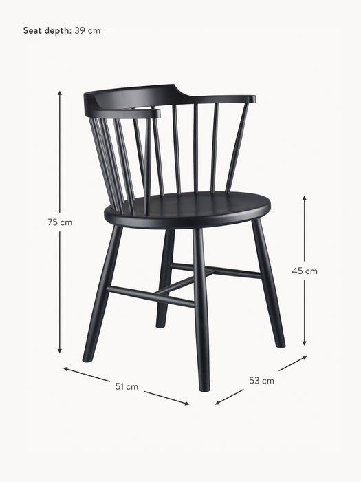 Handmade Beech Wood Dining Chair J18 with Armrests