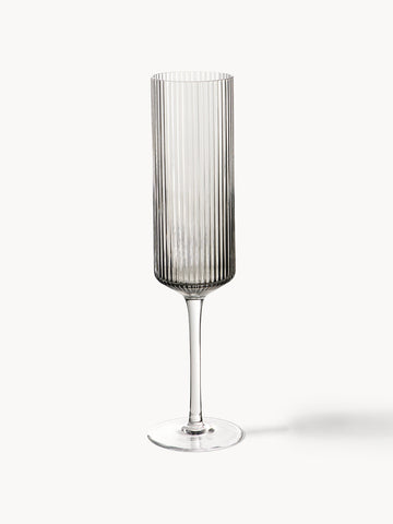 Ripple Mouth-blown Glass Champagne Flutes, Set of 2